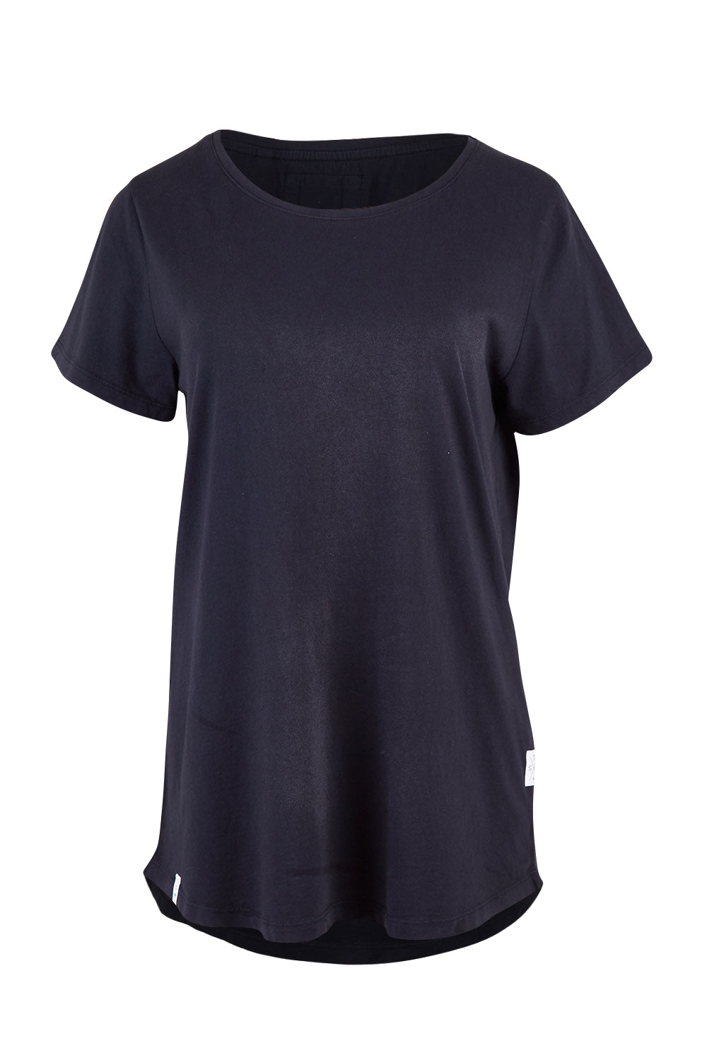 Product shot of the Fundamental Crew Tail Tee in colour Black (Black), from the front
