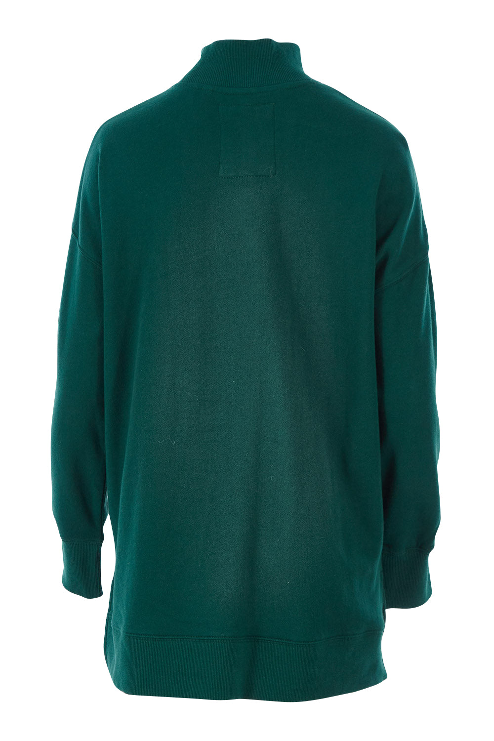 Product shot of the Fundamental Tara High Neck Jumper in colour Alpine (Green), from the back