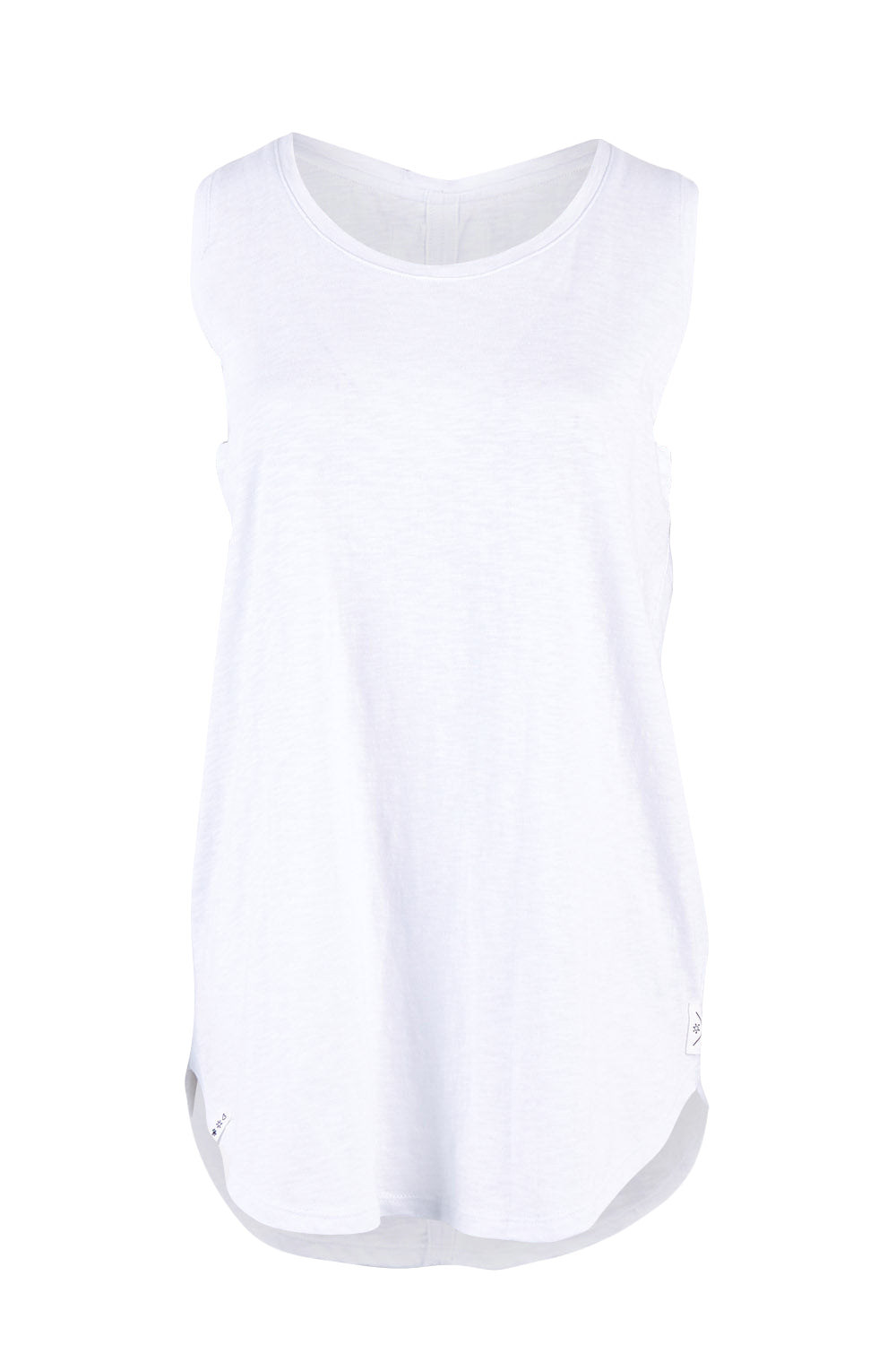 Product shot of the Fundamental Scoop Tank in colour White (White), from the front