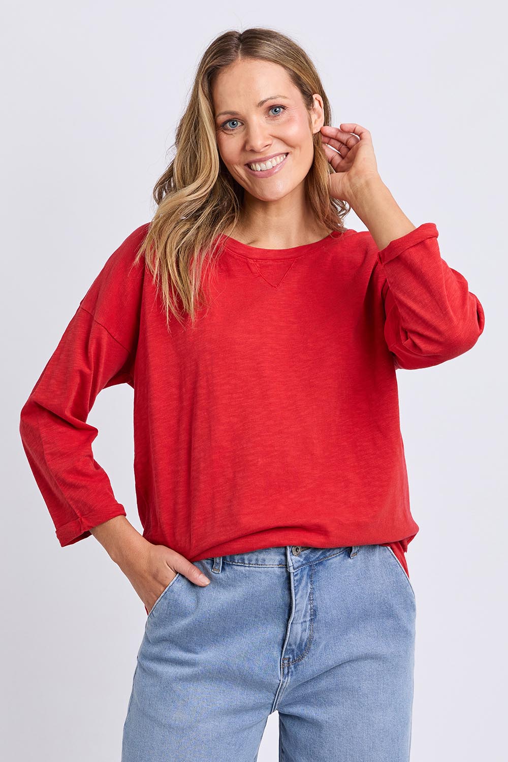 Fundamental Annie Cotton 3/4 Sleeve Tee – Cranberry