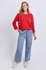 Fundamental Annie Cotton 3/4 Sleeve Tee – Cranberry
