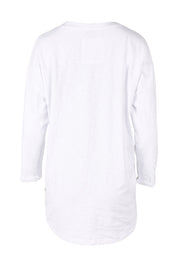 Product shot of the Fundamental Annie 3/4 Sleeve Tee in colour White (White), from the back