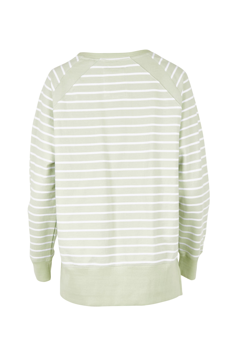 Product shot of the Fundamental Sydney Crew in colour Greenstrip (Green), from the back