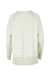 Product shot of the Fundamental Sydney Crew in colour Greenstrip (Green), from the back