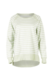 Product shot of the Fundamental Sydney Crew in colour Greenstrip (Green), from the front