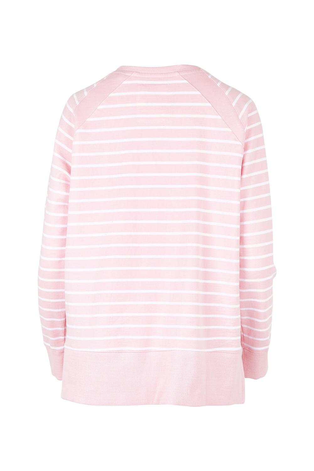 Product shot of the Fundamental Sydney Crew in colour Pinkstripe (Pink), from the back