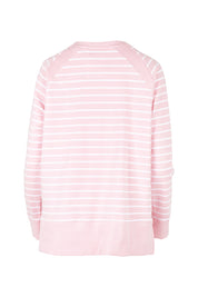 Product shot of the Fundamental Sydney Crew in colour Pinkstripe (Pink), from the back