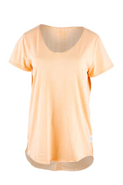 Product shot of the Fundamental Cloud Vee Tee in colour Papaya, from the front