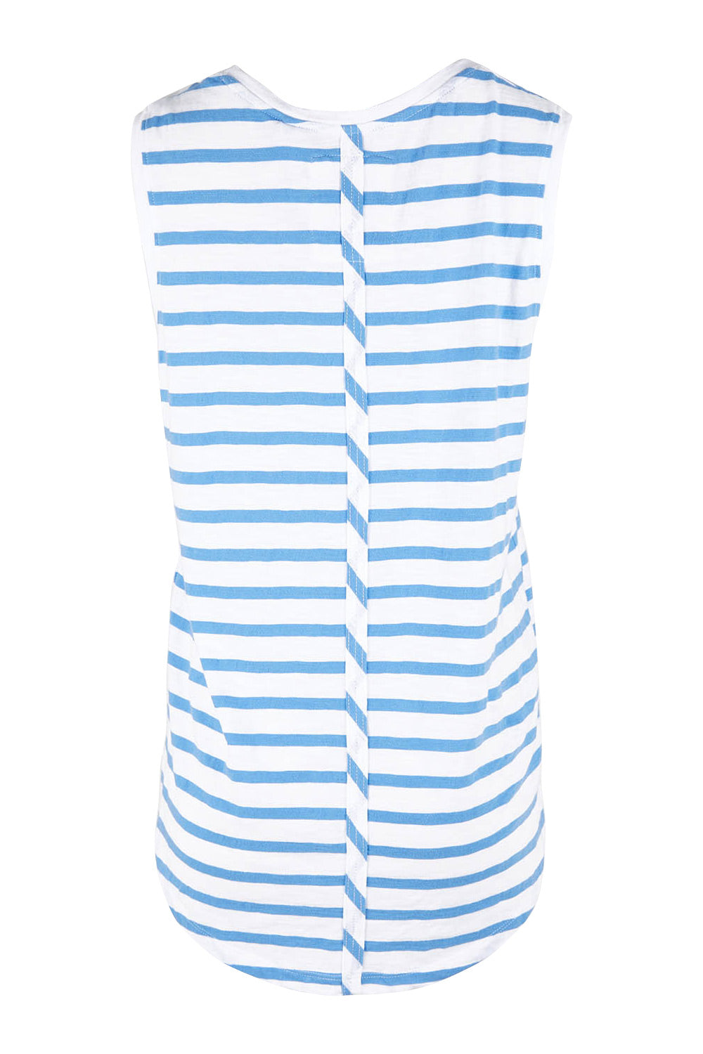 Product shot of the Fundamental Scoop Tank in colour Cornflwhit (Blue), from the back