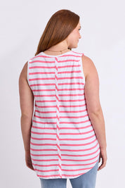 Model Genericm wearing size sample of the " Fundamental Scoop Tank" – Whitepink in colour Whitepink, from the back
