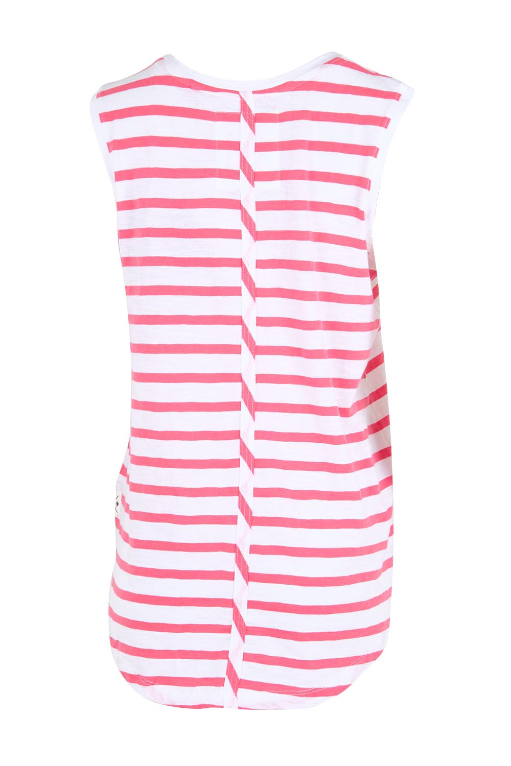 Product shot of the Fundamental Scoop Cotton Tank – Whitepink in colour Whitepink, from the back