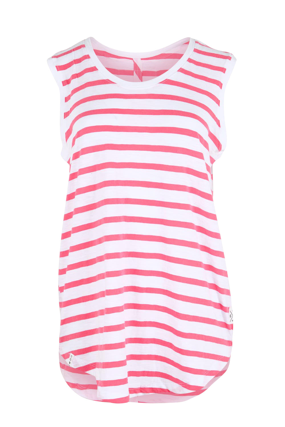 Product shot of the Fundamental Scoop Cotton Tank – Whitepink in colour Whitepink, from the front