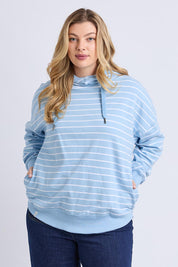 Fundamental Stripe Lounger Scoop Hoody - Lightblue