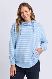 Fundamental Stripe Lounger Scoop Hoody - Lightblue