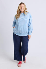 Fundamental Stripe Lounger Scoop Hoody - Lightblue