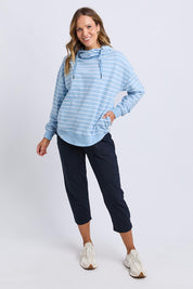 Fundamental Stripe Lounger Scoop Hoody - Lightblue