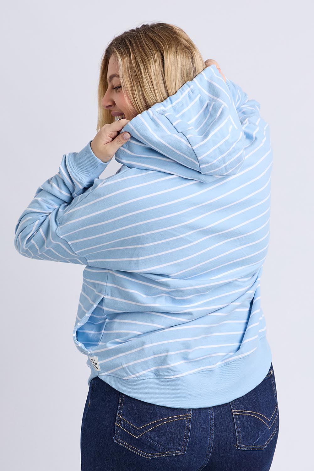 Fundamental Stripe Lounger Scoop Hoody - Lightblue