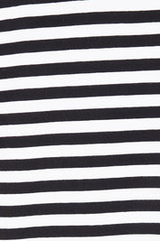 Product shot of the Fundamental Lauren Stripe LS Tee in colour Blkwhte (Black), detail