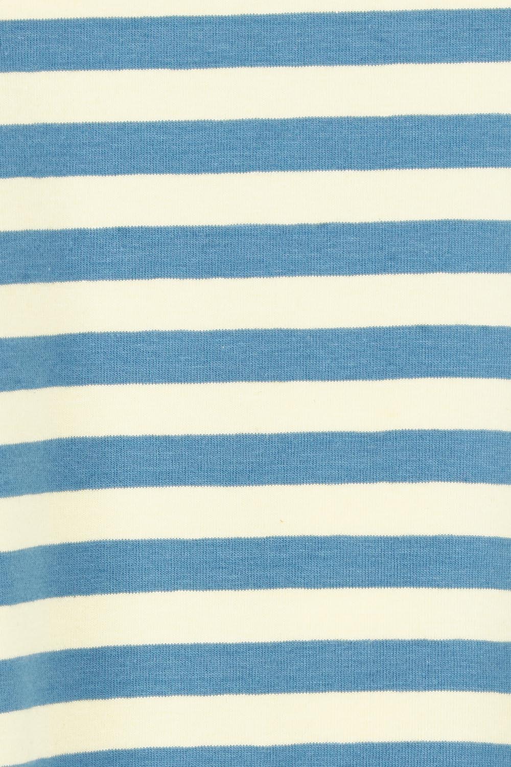 Product shot of the Fundamental Lauren S/S Cotton Stripe in colour Bluebanana (Blue), detail