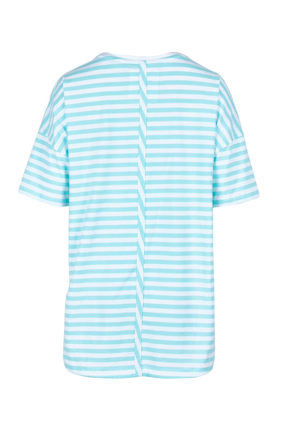 Product shot of the Fundamental Lauren S/S Cotton Stripe in colour Tonicblue (Blue), from the back