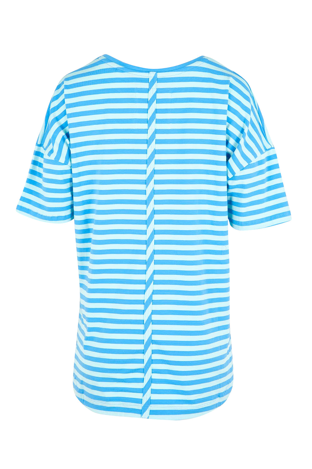Product shot of the Fundamental Lauren Short Sleeve Cotton Stripe Tee - Tonicblueazure in colour Tonicblueazure, from the back