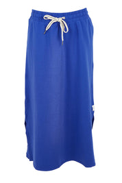 Product shot of the Fundamental Travel Skirt in colour Oceanblue (Blue), from the front