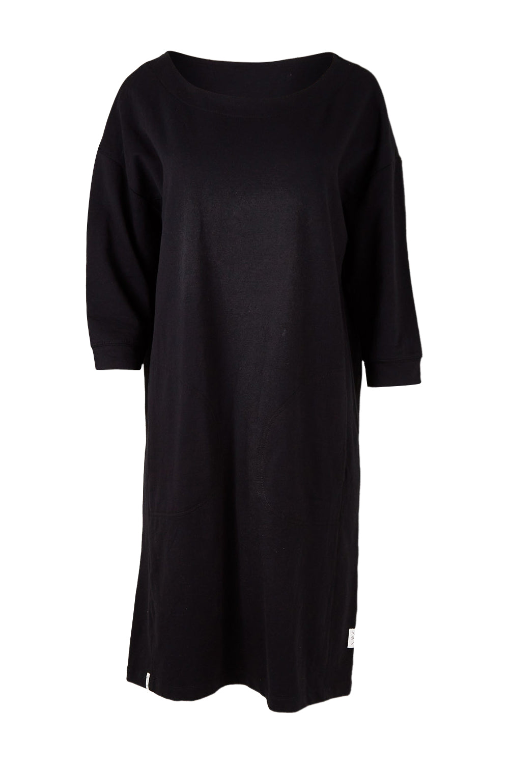 Product shot of the Fundamentals Carolina Fleece Dress in colour Black (Black), from the front