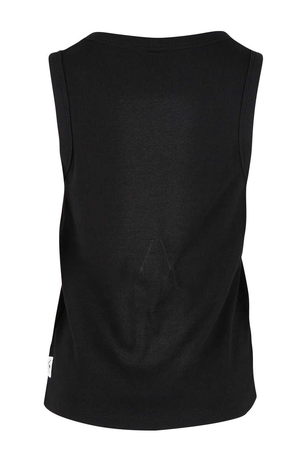 Product shot of the Fundamental Rib Crew Cotton Tank in colour Black (Black), from the back