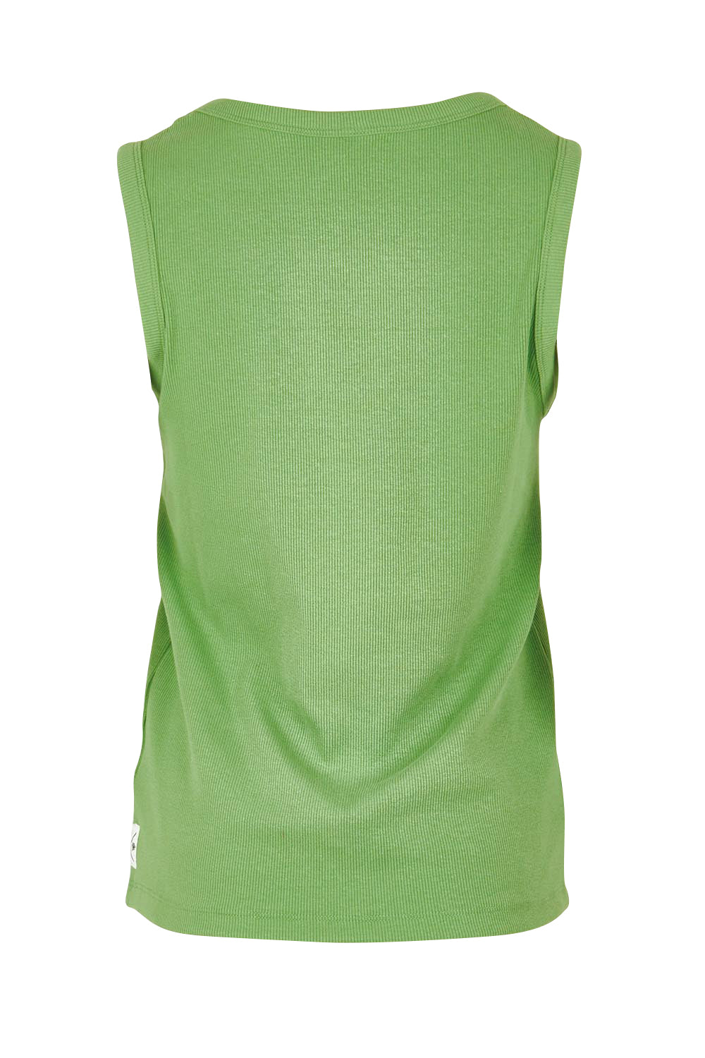 Product shot of the Fundamental Rib Crew Cotton Tank in colour Forest (Green), from the back