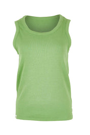 Product shot of the Fundamental Rib Crew Cotton Tank in colour Forest (Green), from the front