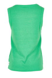 Product shot of the Fundamental Rib Crew Cotton Tank in colour Greenbriar (Green), from the back