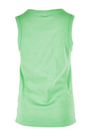 Product shot of the Fundamental Rib Crew Cotton Tank in colour Meadow (Green), from the back