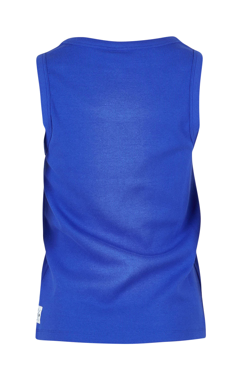Product shot of the Fundamental Rib Crew Cotton Tank in colour Royalblue (Blue), from the back