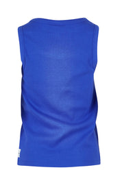 Product shot of the Fundamental Rib Crew Cotton Tank in colour Royalblue (Blue), from the back