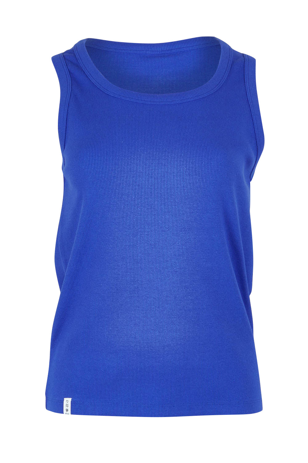 Product shot of the Fundamental Rib Crew Cotton Tank in colour Royalblue (Blue), from the front