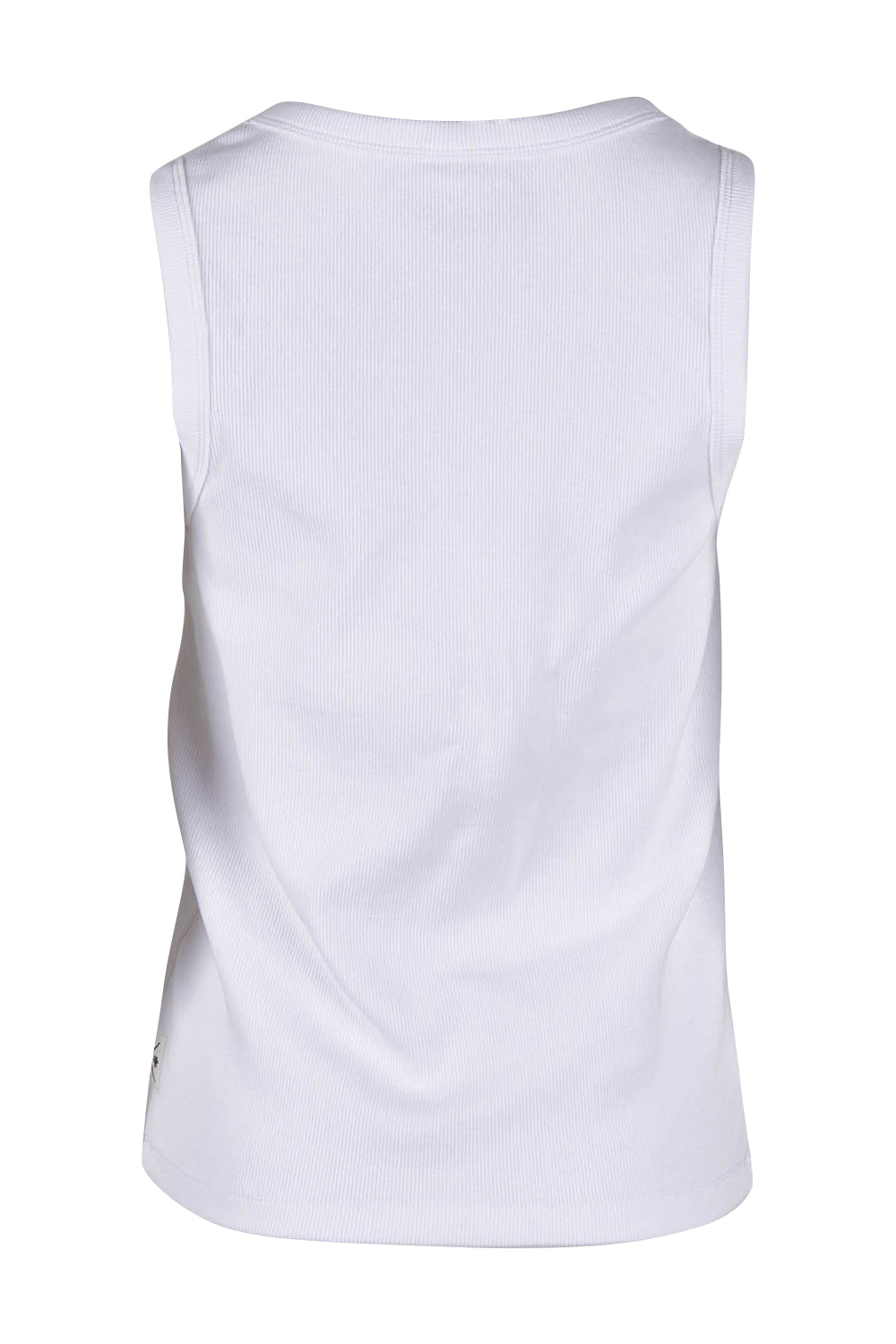 Product shot of the Fundamental Rib Crew Cotton Tank in colour White (White), from the back