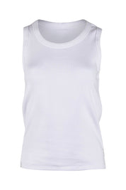 Product shot of the Fundamental Rib Crew Cotton Tank in colour White (White), from the front