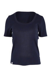 Product shot of the Fundamental Rib Scoop S/S  Tee in colour Navy (Blue), from the front