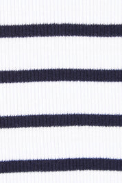 Product shot of the Fundamental Indra Stripe Tank in colour Whitenavy (White), detail