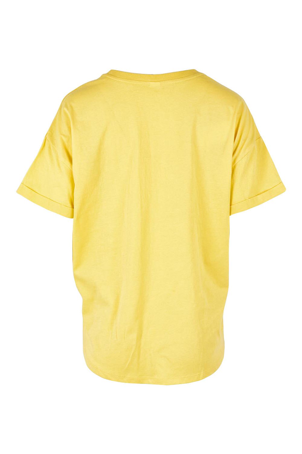 Product shot of the Fundamental Halli Cotton Tee in colour Lemon, from the back