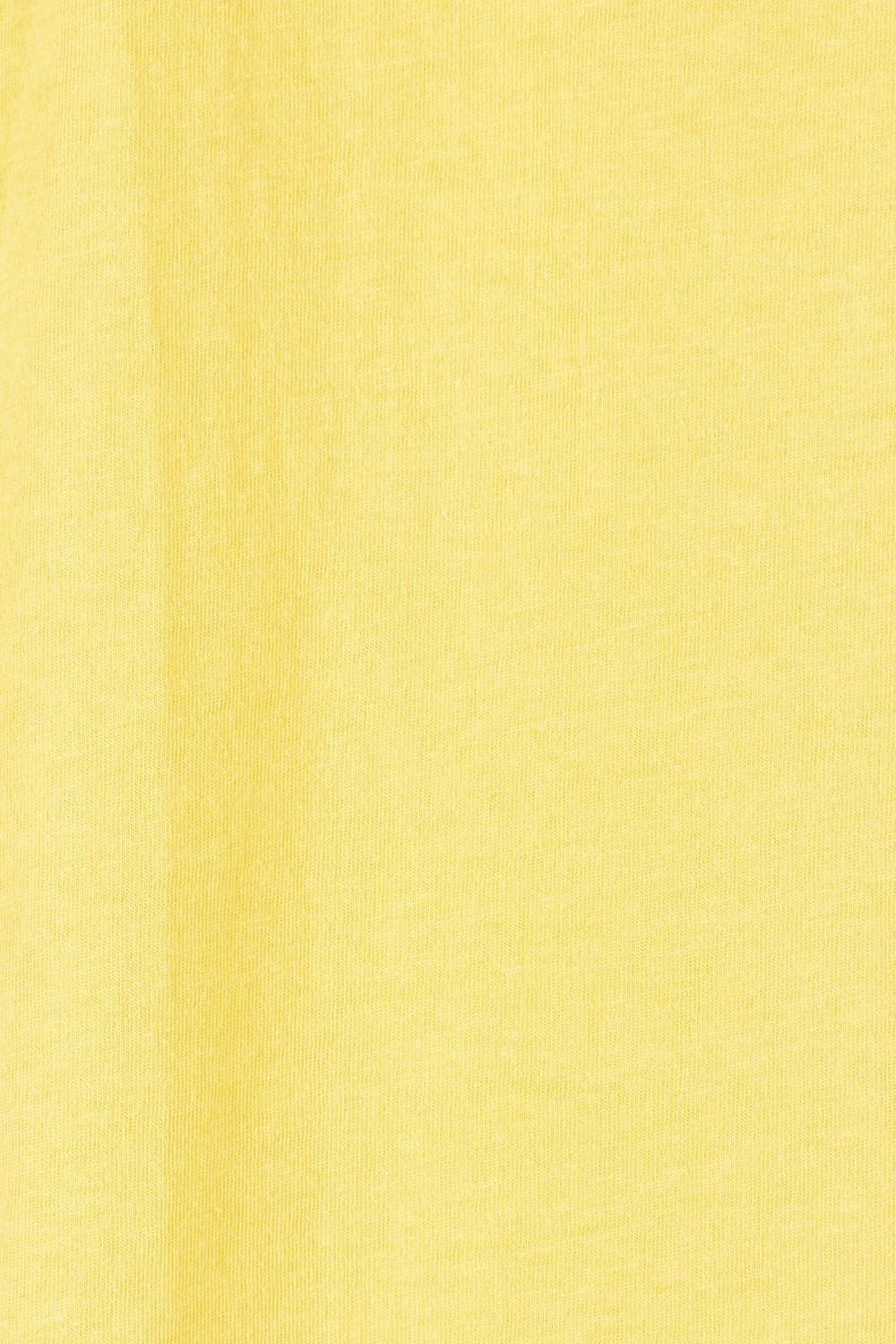 Product shot of the Fundamental Halli Cotton Tee in colour Lemon, detail