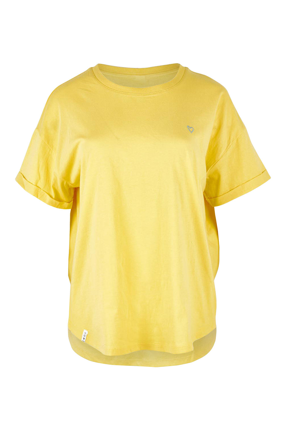 Product shot of the Fundamental Halli Cotton Tee in colour Lemon, from the front