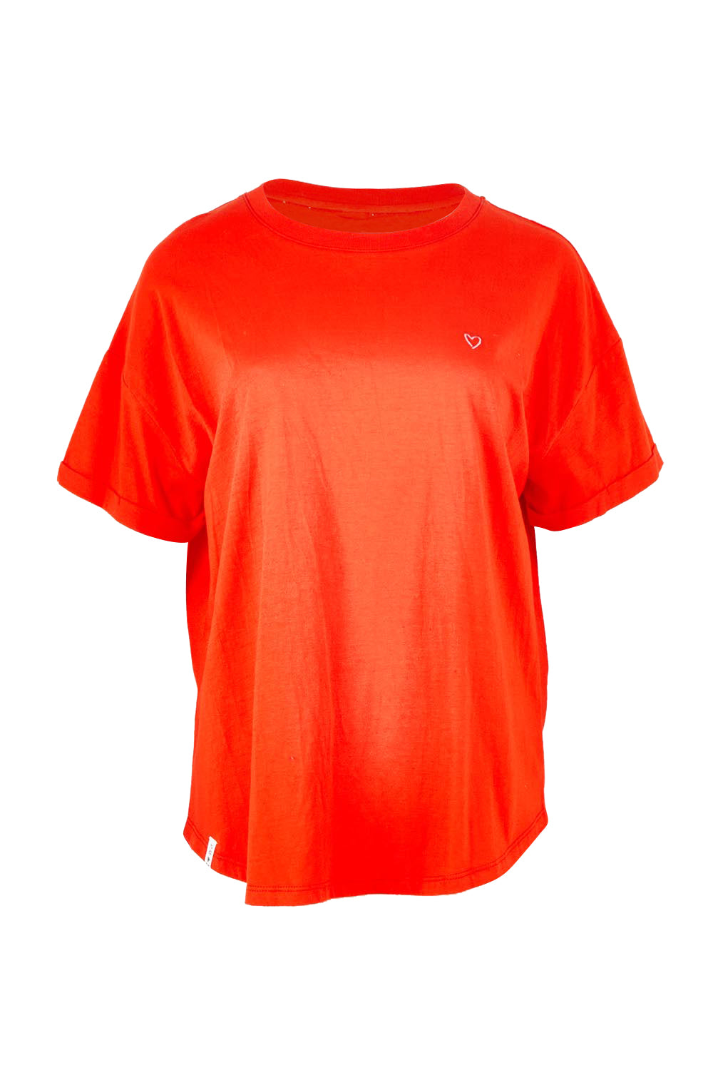 Product shot of the Fundamental Halli Cotton Tee – Tangello in colour Tangello, from the front