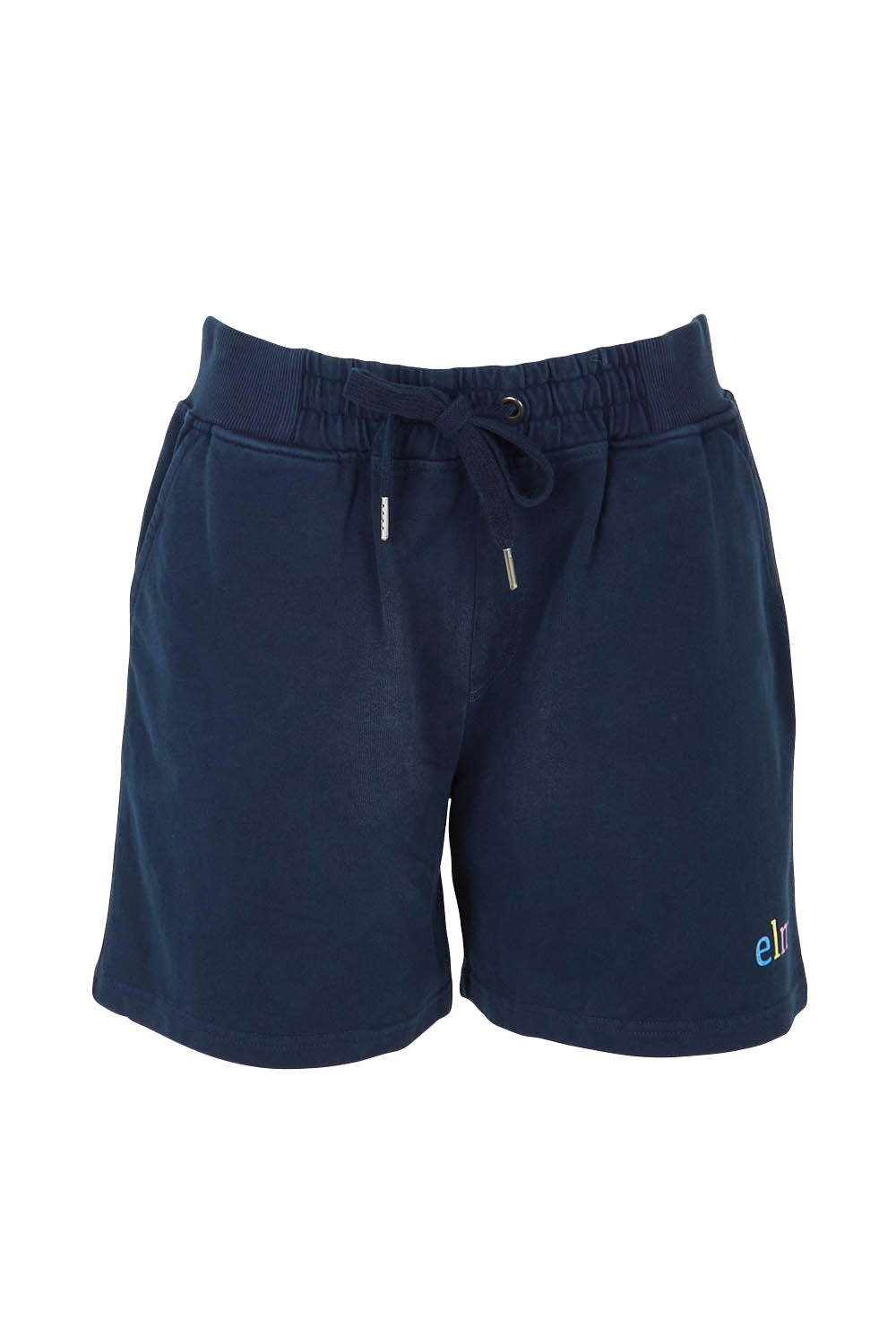 Product shot of the Fundamental Elm Logo Short in colour Navy (Blue), from the front