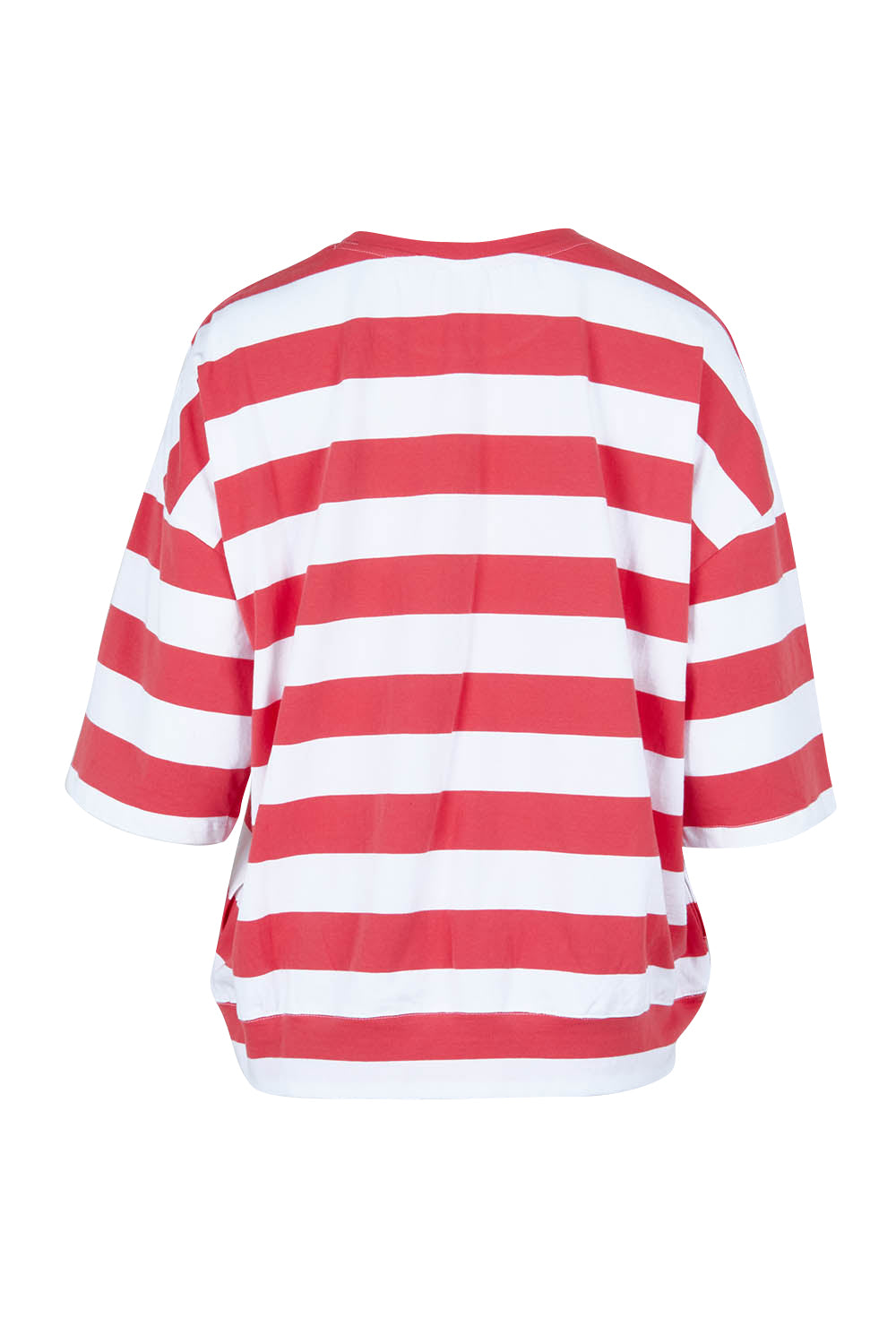 Product shot of the Fundamental Mazie Block Stripe Cotton Sweat in colour Watermelon (Red), from the back