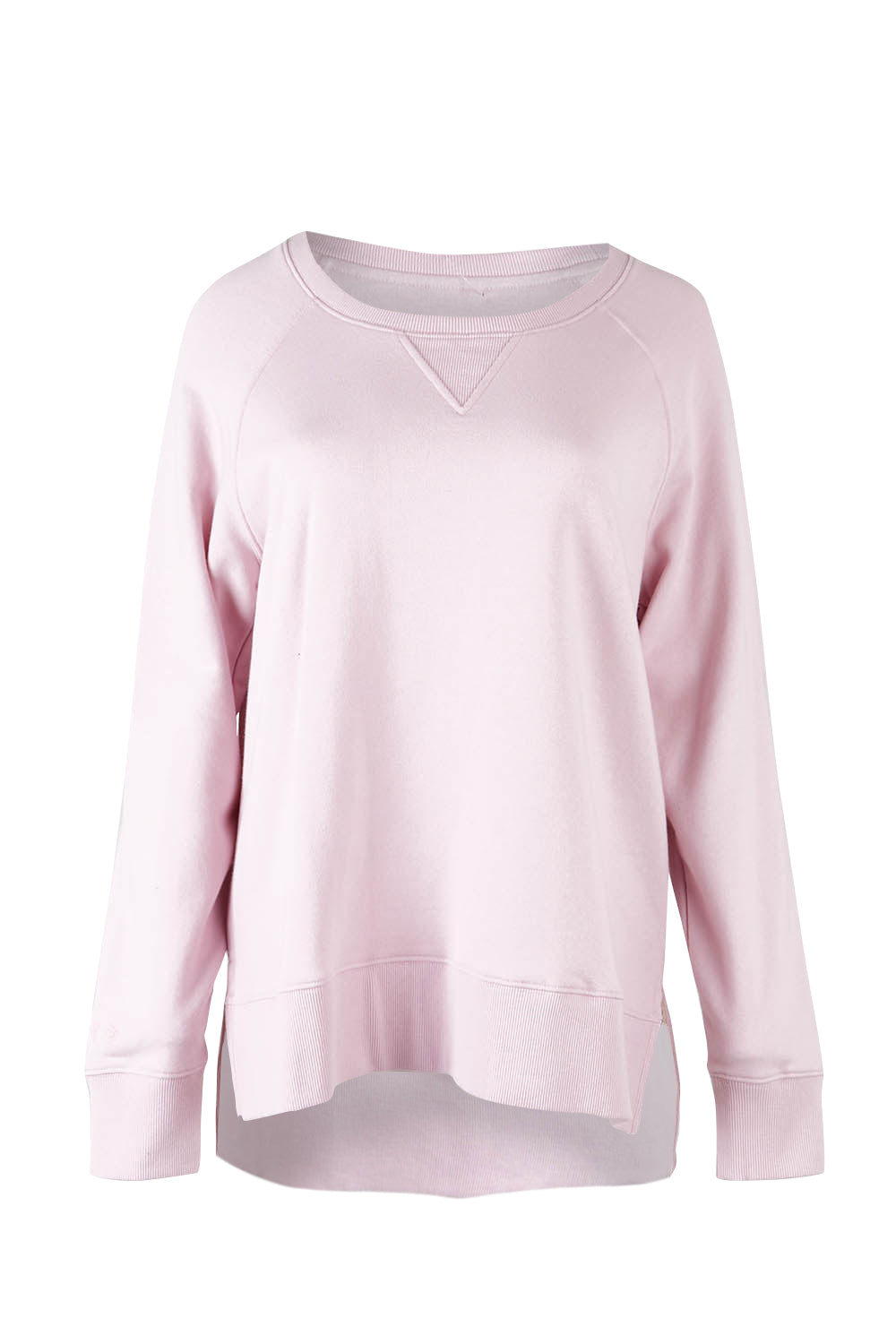 Product shot of the Fundamental Melbourne Crew in colour Powderpnk (Pink), from the front