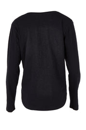 Product shot of the Fundamental Everyday Cotton Long Sleeve Tee in colour Black (Black), from the back