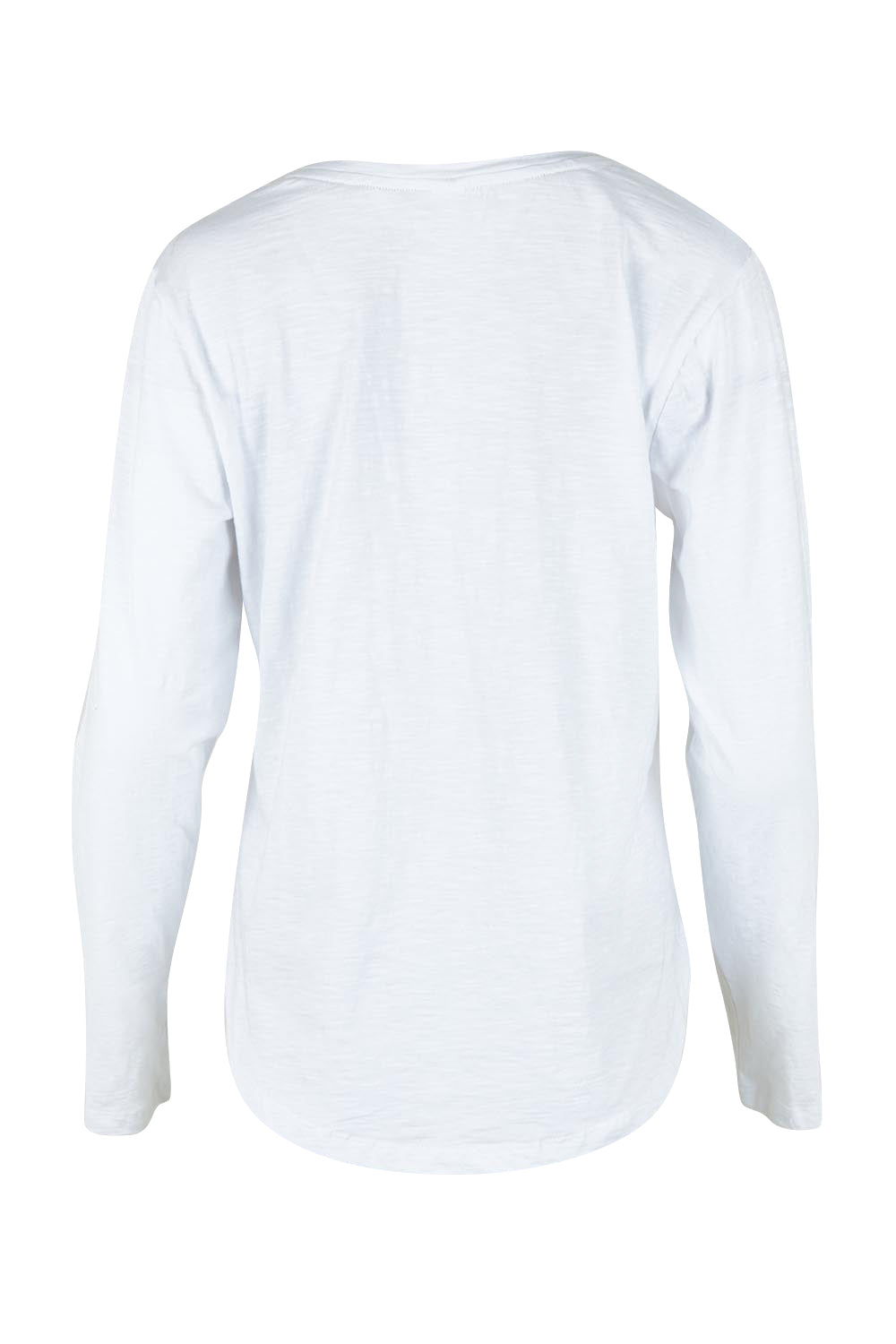 Product shot of the Fundamental Everyday Cotton Long Sleeve Tee in colour White (White), from the back