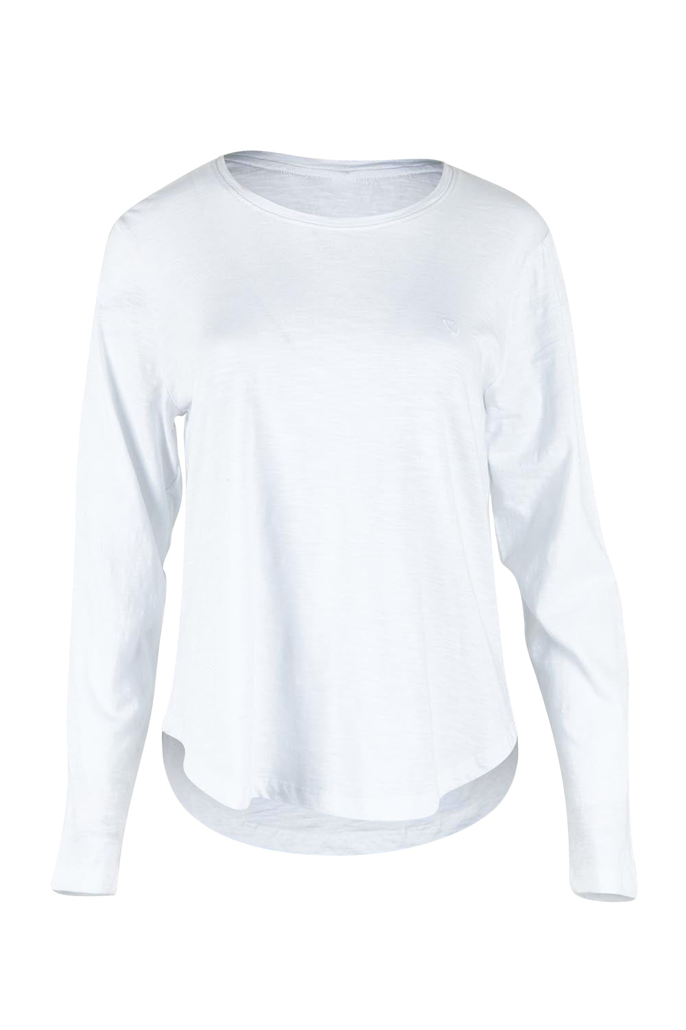 Product shot of the Fundamental Everyday Cotton Long Sleeve Tee in colour White (White), from the front