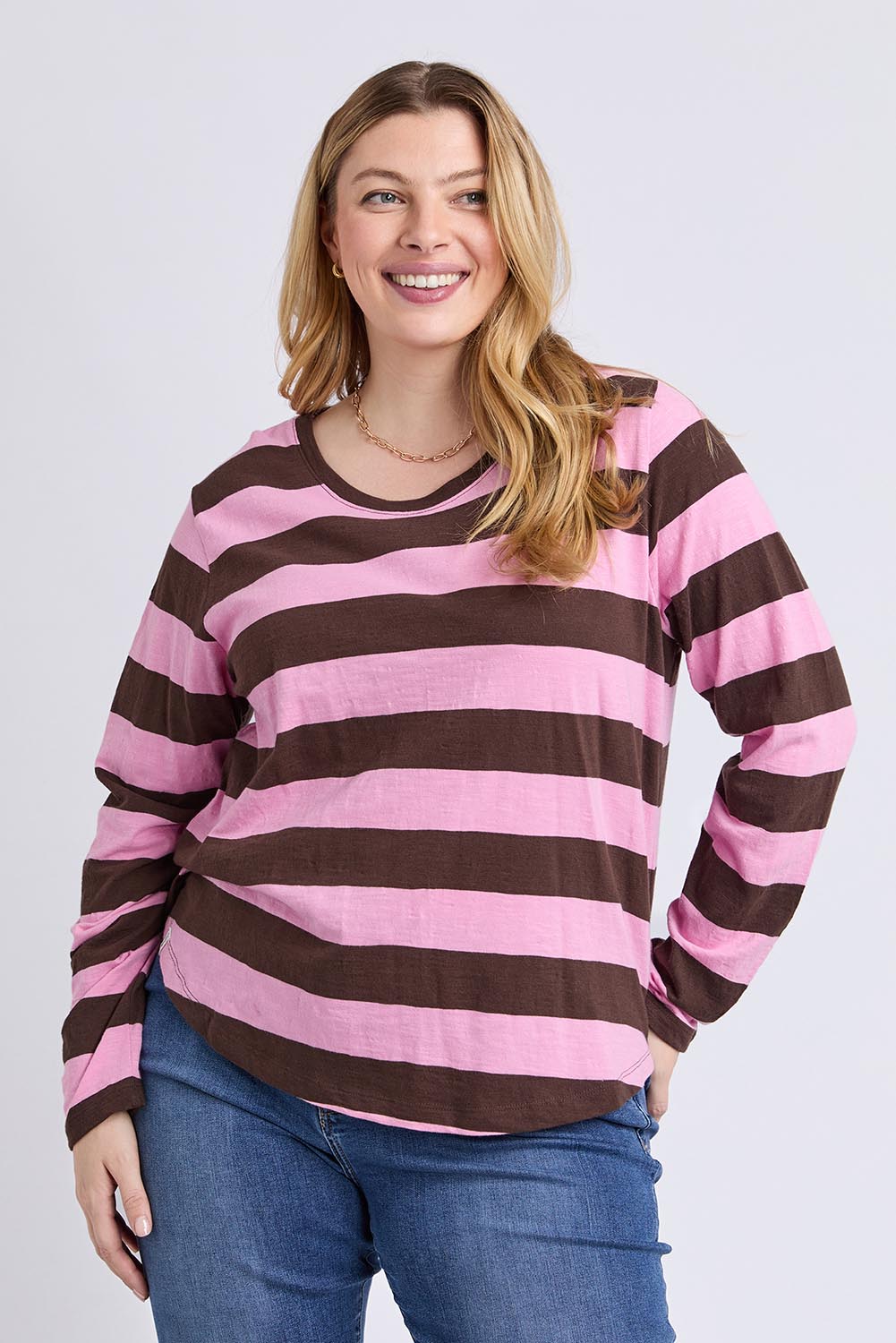 Fundamental Spritz Stripe Cotton Long Sleeve Tee – Coffeepink